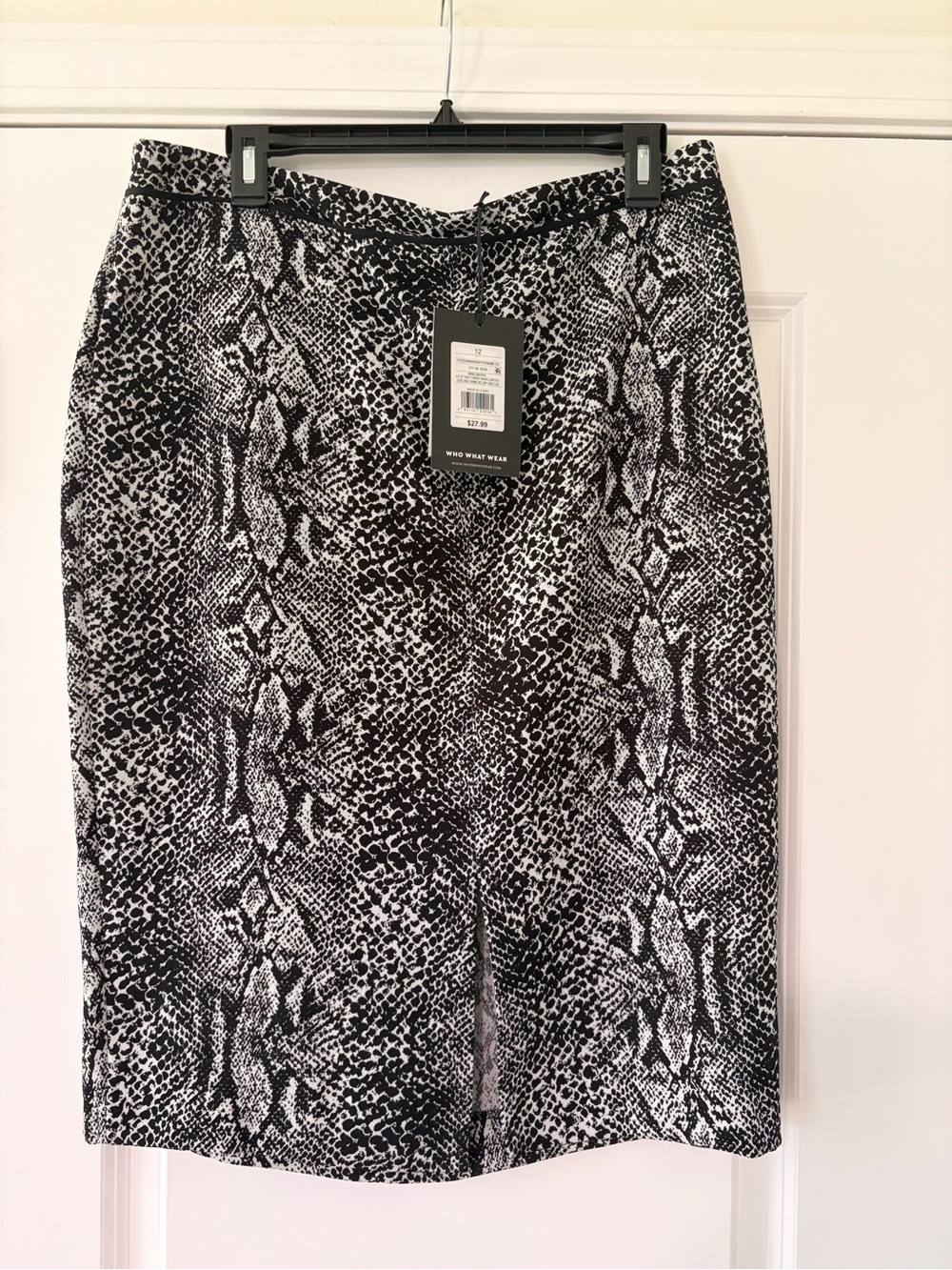 Who What Wear Black & White Snake-Print Pencil Skirt